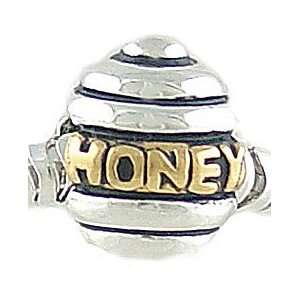  Sterling Silver & 14K Gold Plate HONEY BEE HIVE BEAD fits 
