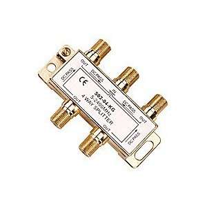 Coaxial Signal Splitter for Satellite or Cable TV with Gold Connectors 