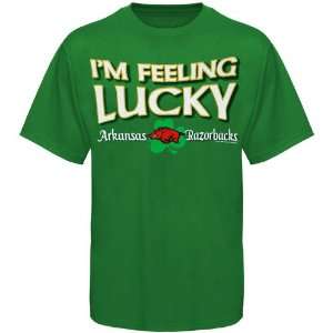   Razorbacks Kelly Green Feeling Lucky T shirt