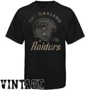  Oakland Raiders Black Vintage Distressed Logo T shirt 