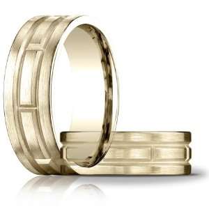  8mm Satin Band with Thin Panels   14k Yellow Gold Jewelry