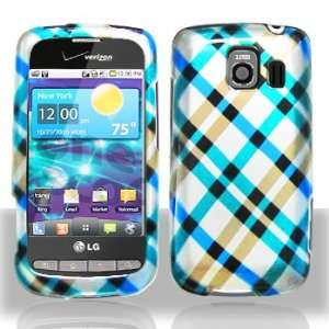 LG VS660 Vortex Blue Plaid Case Cover Protector with ESD 