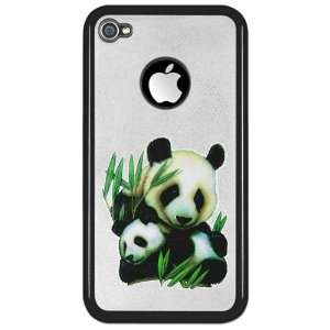  iPhone 4 or 4S Clear Case Black Panda Bear And Cub 