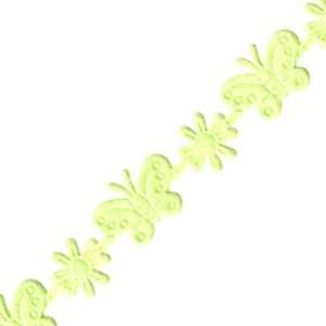   14673 D 5/8 Inch Iron On Felt Floral and Butterfly Trim, 5 Yard, Lime