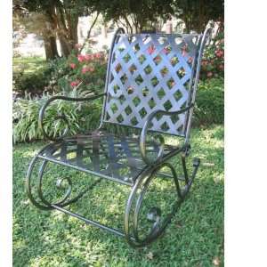  Outdoor Patio or Porch Iron Sleigh Rocker Chair   Dark 