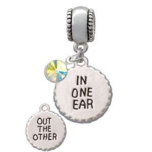 In One Ear & Out the Other Circle European Charm Bead Hanger with AB 