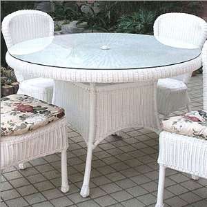    48 White Round Resin Wicker Glass Top Table Patio, Lawn & Garden