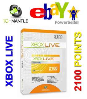 Microsoft Xbox Live 2100 points XBOX 360 UK Europe  