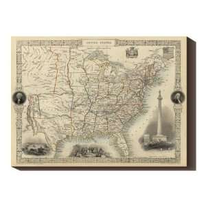  Wrapped Canvas United States 1851 Map