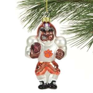  Clemson Tigers Angry Football Player Glass Ornament 