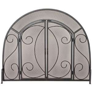  Black Wrought Iron Ornate Arch Screen w/Doors