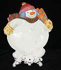 Fitz and Floyd Frosty Folks Snowman Canape Plate NIB GREAT HOLIDAY 