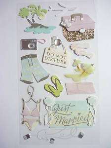 JUST MARRIED HONEYMOON TROPICAL ~ Jolees 3 D Sticker  