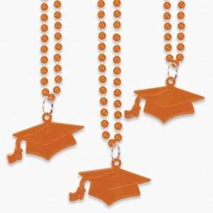 #1 Grad Orange Mortarboard Bead Necklaces   Novelty 