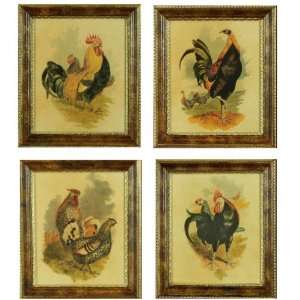  Set of 4 Vintage Rooster Artwork for the Kitchen 