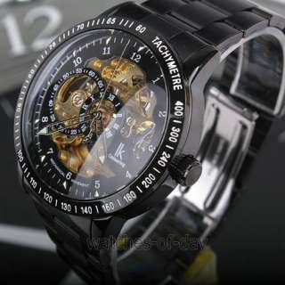 NEW Mens Skeleton Automatic Mechanical Stainless Steel Case Classic 