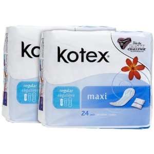  Kotex Regular Maxi Pads 24 ct, 2 ct (Quantity of 4 