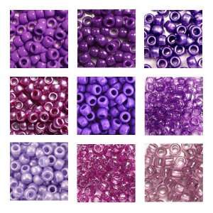 Purple Passion Plastic Pony Bead Variety Pack, 9 Colors 