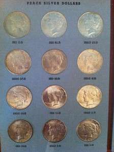 1921 1935 Complete Peace Silver Dollar Set  All Coins Graded EF and 