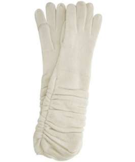 Portolano best white cashmere ruched long gloves   