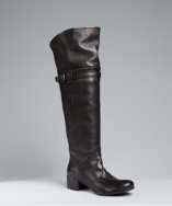 Alberto Fermani black leather buckle detail over the knee boots style 