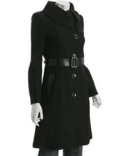 Mackage black wool drill Hilary belted long coat   