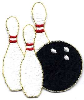 Sports/Bowling Ball & Pins Iron On Applique,Embroidered  