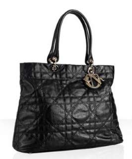 Christian Dior black quilted coated canvas Metropole large tote 