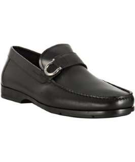 Ferragamo black leather Gitano moc toe loafers   