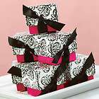   Hot Pink Black White Wedding Favor Boxes Bridal Shower Favors Ribbon