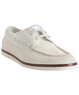 Gucci white suede moc boat shoes   