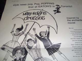 MARY POPPINS DRESSES . TORONTO PRE PRODUCTION POSTER 1964 WALT DISNEY 