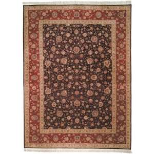   Hand Knotted Brown and Burgundy Wool Area Rug, 9 Feet by 12 Feet Home