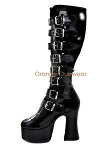   Womens Strappy Goth Knee High Platform High Heels Boots Shoes  