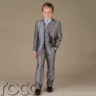 CHILDRENS 3PC GREY PROM FORMAL PAGE BOY COMMUNION SUITS  