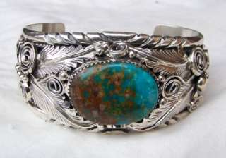 EXQUISITE~NAVAJO~MIKE THOMAS JR~STERLING SILVER~MORENCI TURQUOISE 