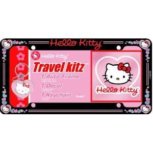 Hello Kitty Logo Auto Accessory Combo   License Plate Frame, Keychain 