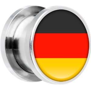 10mm Stainless Steel Germany Flag Saddle Plug Jewelry