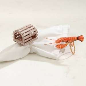   Coastal Lobster and Trap Napkin Rings   Set of 4