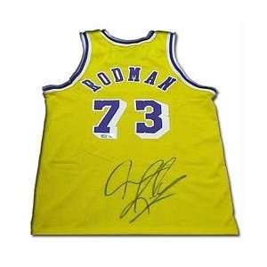 Dennis Rodman Signed Authentic Nike Lakers Jersey   Gold  