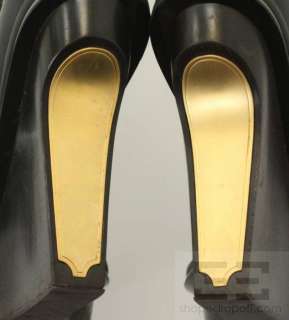Stella McCartney Black Vegan Leather & Velvet Patterned Tall Wedge 