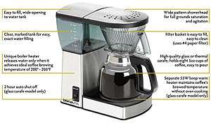   Cup Coffee Maker with Glass Carafe, Brushed Aluminum