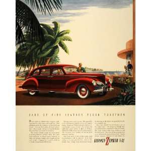  1940 Ad Lincoln Zephyr V 12 Red Vintage Automobile car 