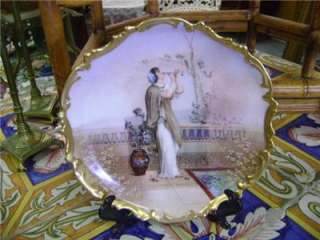BEAUTIFUL SIGNED MULVILLE LIMOGES HAND PAINTED CABINET PLATE WITH LADY 