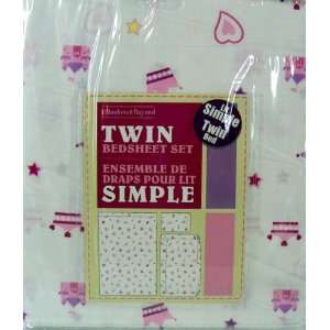   Hearts Twin Bedding Sheet Set 100% Cotton Girls Sheets