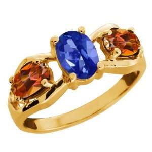   05 Ct Oval Sapphire Blue Mystic Topaz Gold Plated Sterling Silver Ring