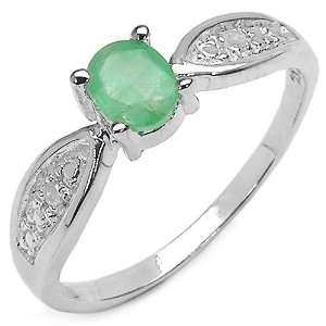   40 Carat Genuine Emerald & Diamond Sterling Silver Ring Jewelry