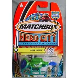  Matchbox Hero City Buzz Copter #11 GREEN Ultra Heroes 