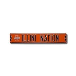  ILLINI NATION with Block I logo Street Sign Sports 