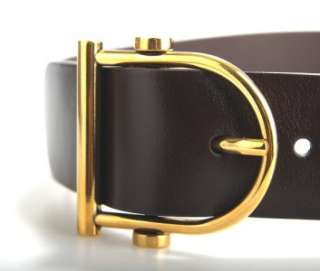 NEW GUCCI BROWN LEATHER HORSEBIT GOLD PIN BUCKLE BELT 90/36 UNISEX 